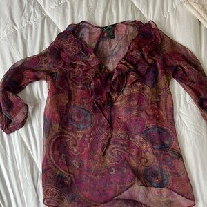 Lauren Ralph Lauren Paisley Blouse - Burgundy and Navy